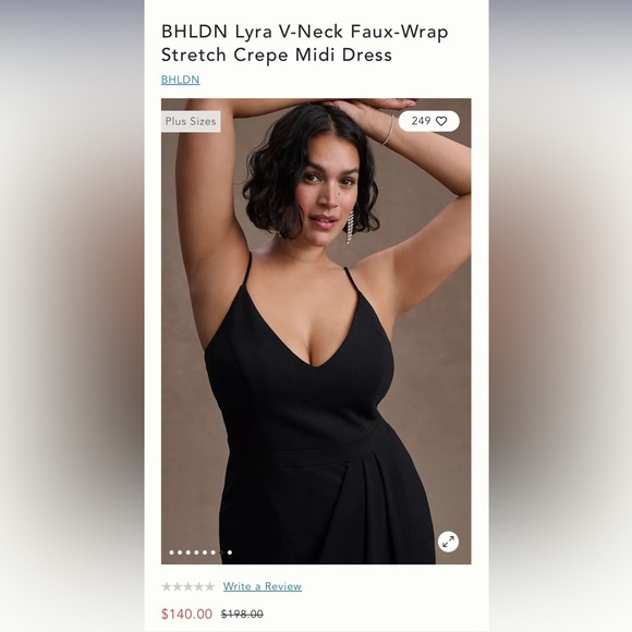 BHLDN “Lyra” maxi dress with wrap front, slit detail, black NWT - Picture 3 of 9